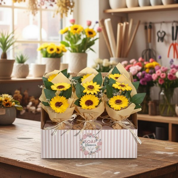 (image for) Soap Flower - Two Sunflower Bouquet