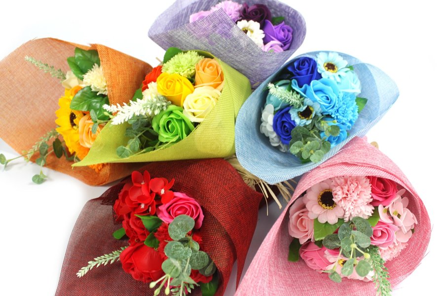 (image for) Standing Soap Flower Bouquet - Orange