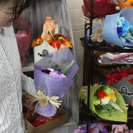 (image for) Standing Soap Flower Bouquet - Purple