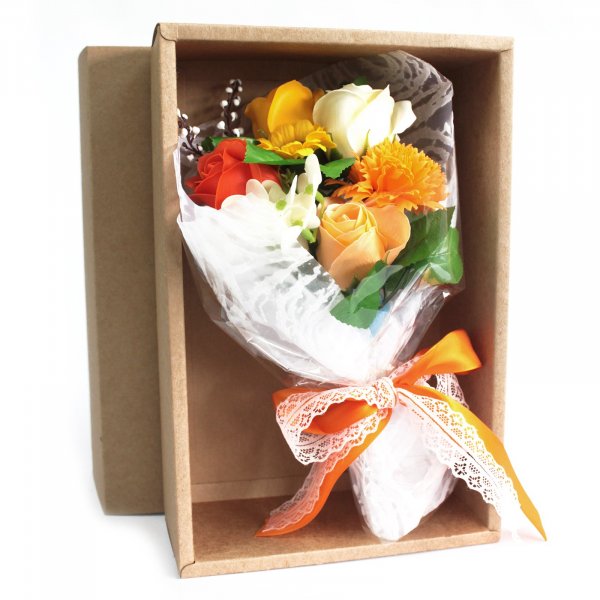 (image for) Boxed Hand Soap Flower Bouquet - Orange