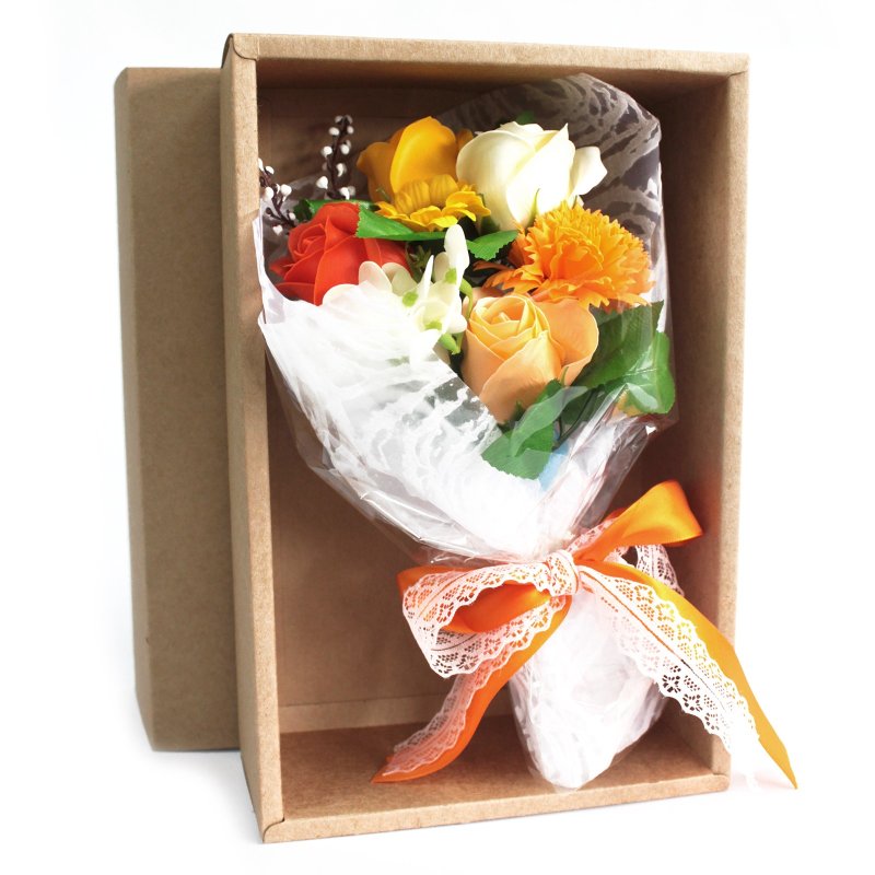 (image for) Boxed Hand Soap Flower Bouquet - Orange