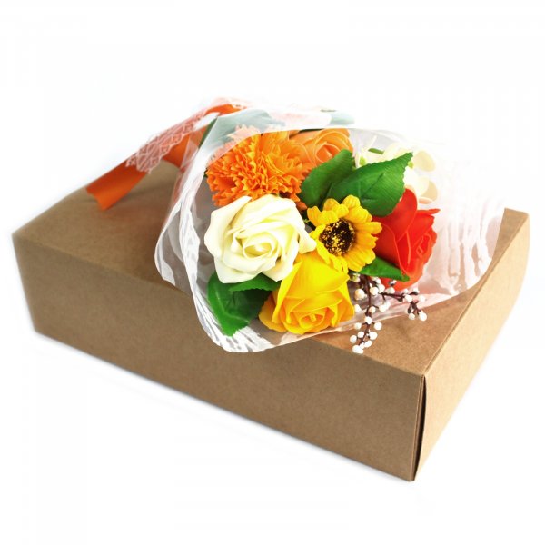 (image for) Boxed Hand Soap Flower Bouquet - Orange