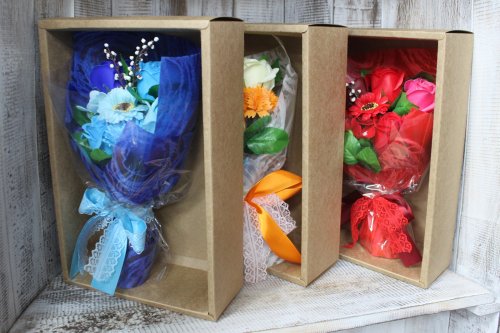 (image for) Boxed Hand Soap Flower Bouquet- Red