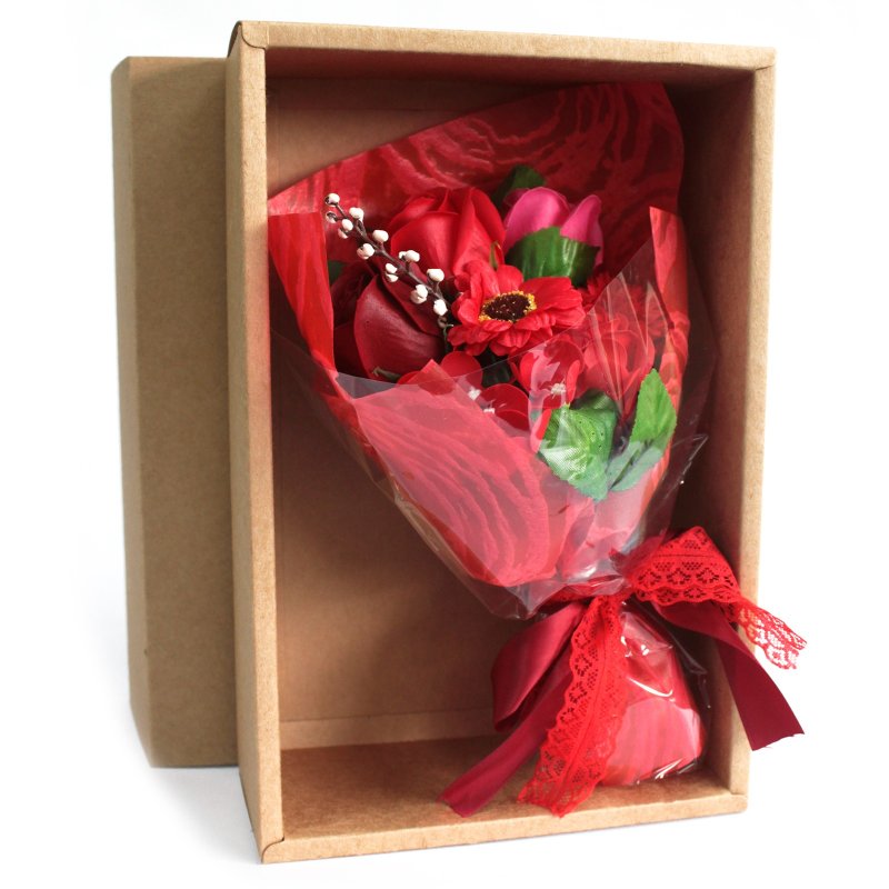 (image for) Boxed Hand Soap Flower Bouquet- Red