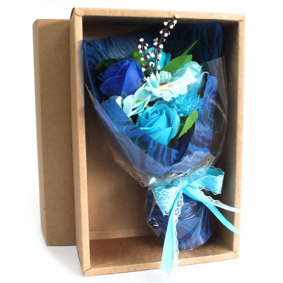 (image for) Boxed Hand Soap Flower Bouquet - Blue
