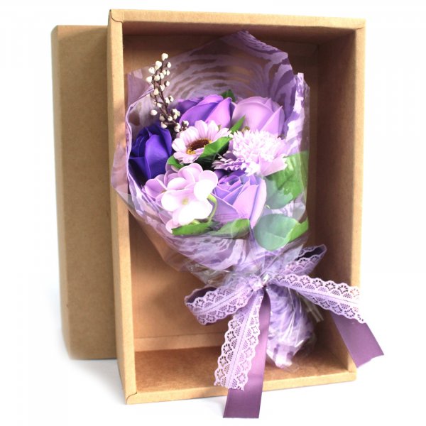 (image for) Boxed Hand Soap Flower Bouquet - Purple