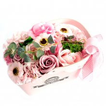 (image for) Basket Soap Flower Bouquet - Pink