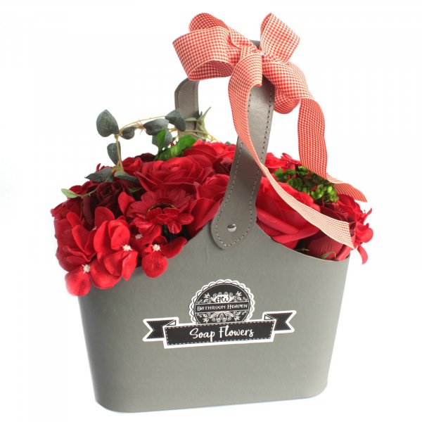 (image for) Basket Soap Flower Bouquet - Red