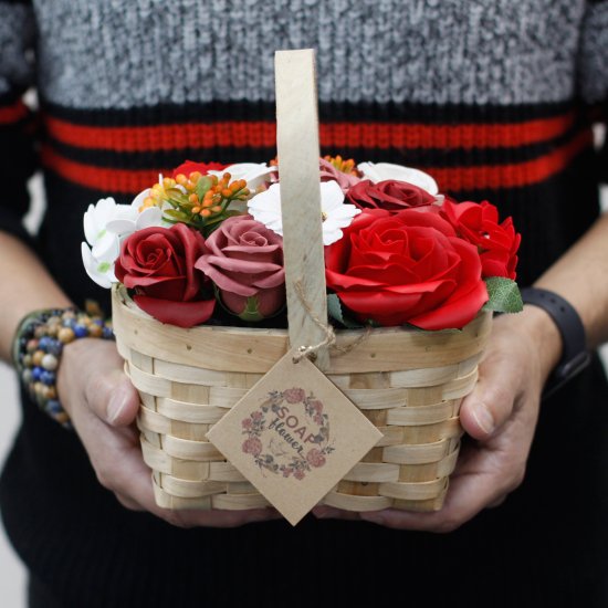 (image for) Large Red Bouquet in Wicker Basket