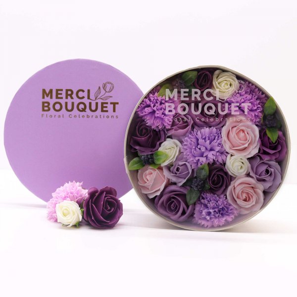 (image for) Round Box - Lavender Rose & Carnation
