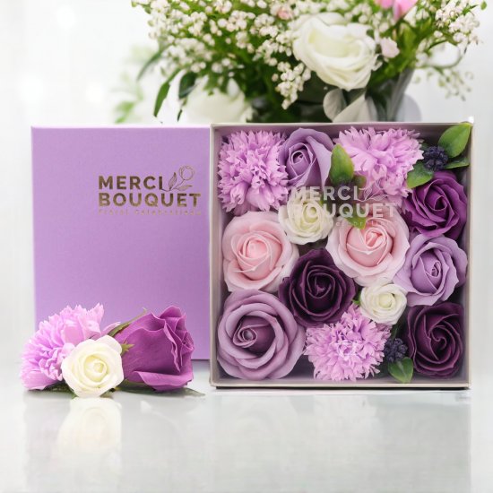 (image for) Square Box - Lavender Rose & Carnation