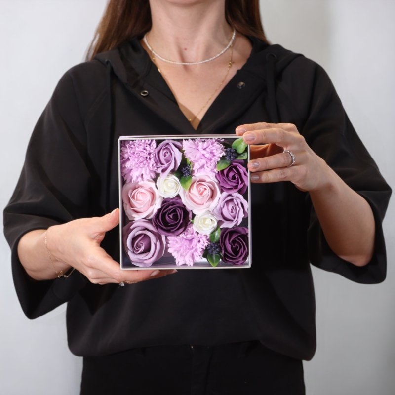 (image for) Square Box - Lavender Rose & Carnation
