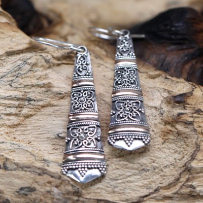 (image for) Silver & Gold Earring - Tribal Drops