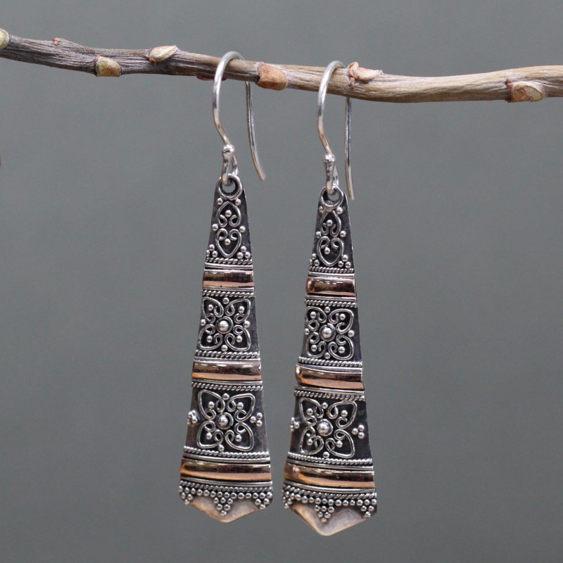 (image for) Silver & Gold Earring - Tribal Drops