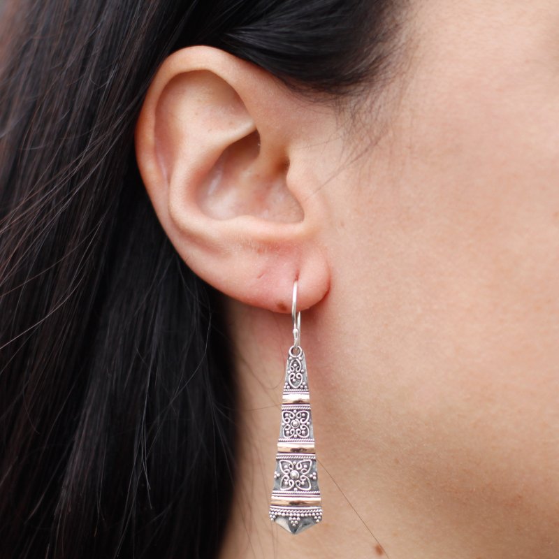 (image for) Silver & Gold Earring - Tribal Drops