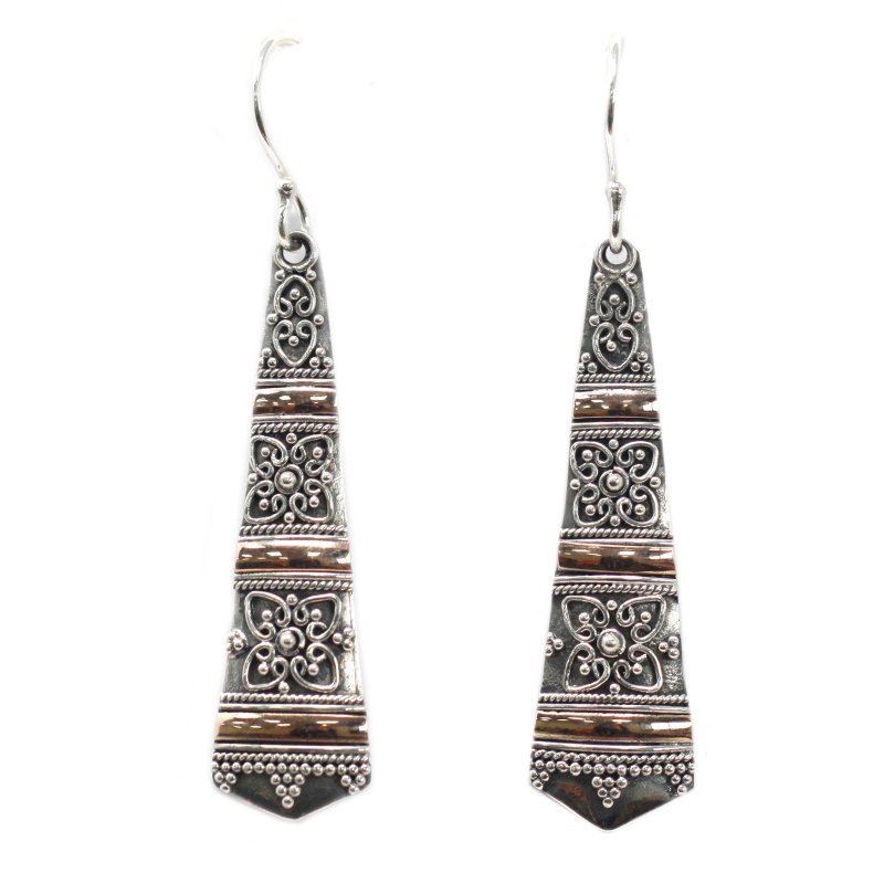 (image for) Silver & Gold Earring - Tribal Drops