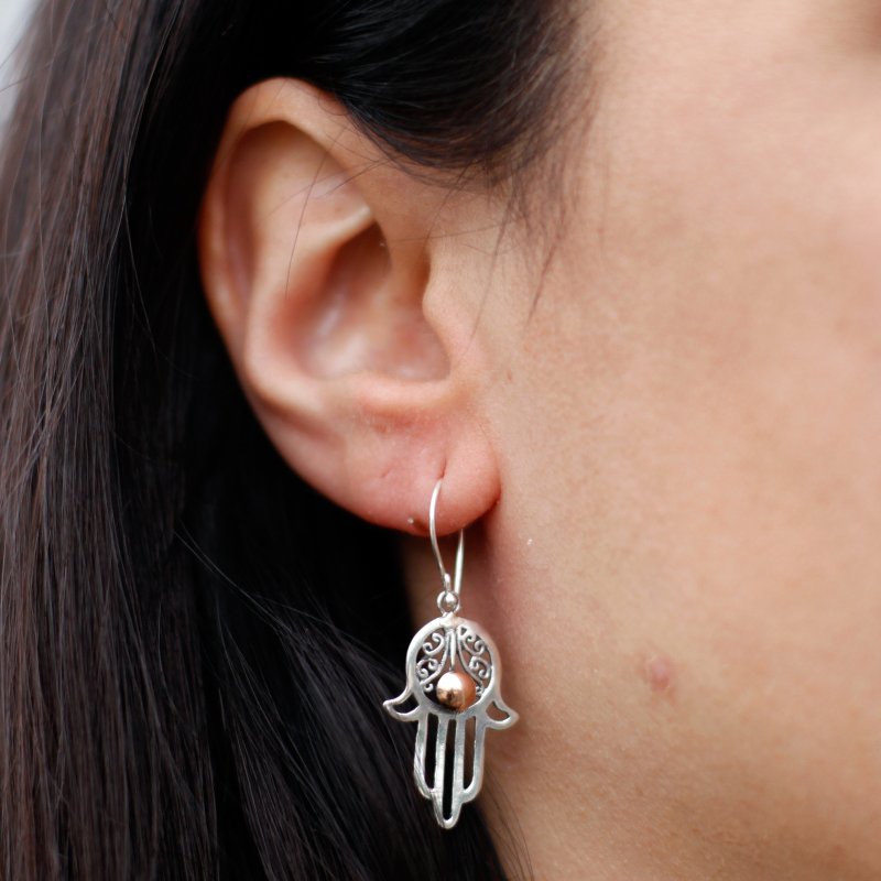 (image for) Silver & Gold Earring - Hamsa