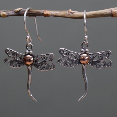 (image for) Silver & Gold Earring - Dragonflies