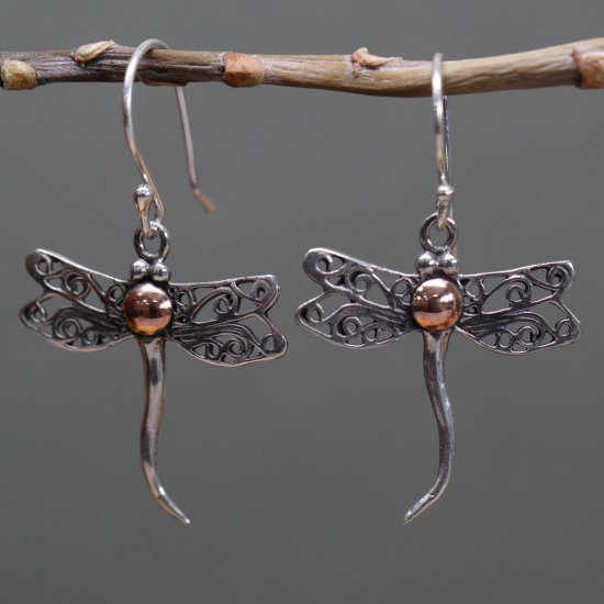(image for) Silver & Gold Earring - Dragonflies