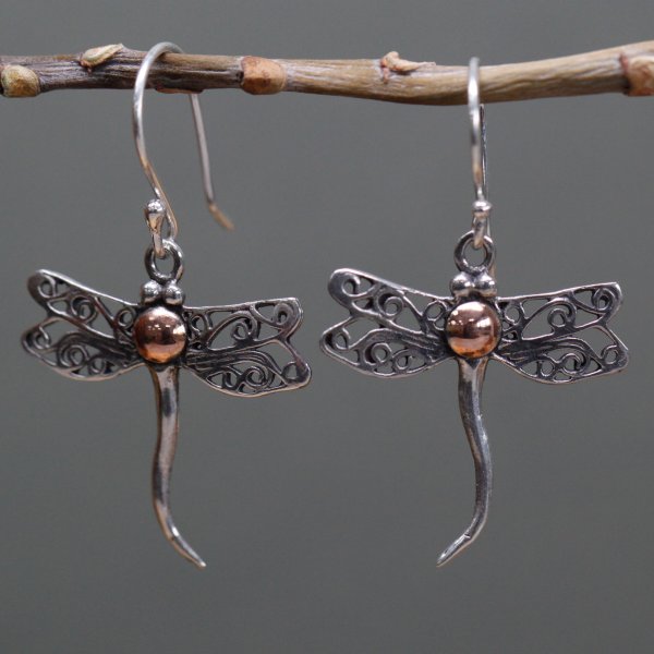 (image for) Silver & Gold Earring - Dragonflies