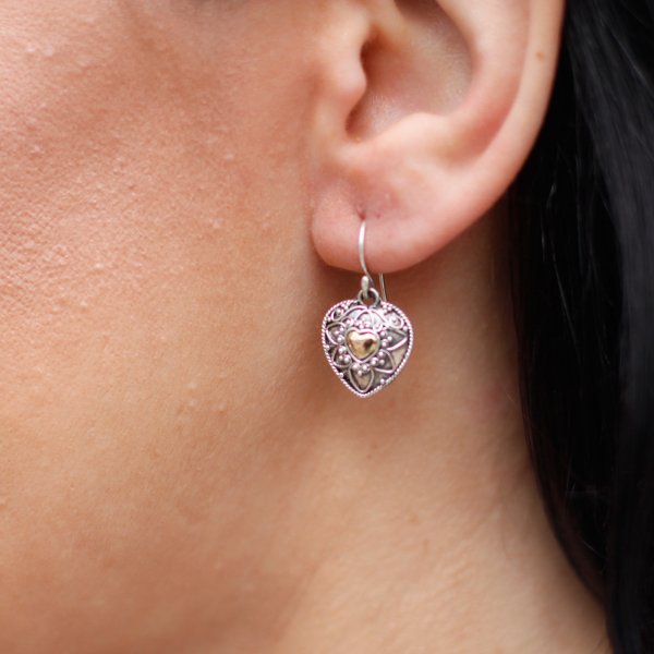 (image for) Silver & Gold Earring - Mandala Hearts