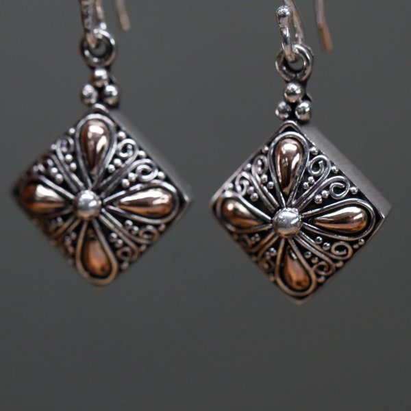 (image for) Silver & Gold Earring - Square Drop
