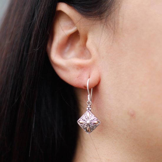 (image for) Silver & Gold Earring - Square Drop
