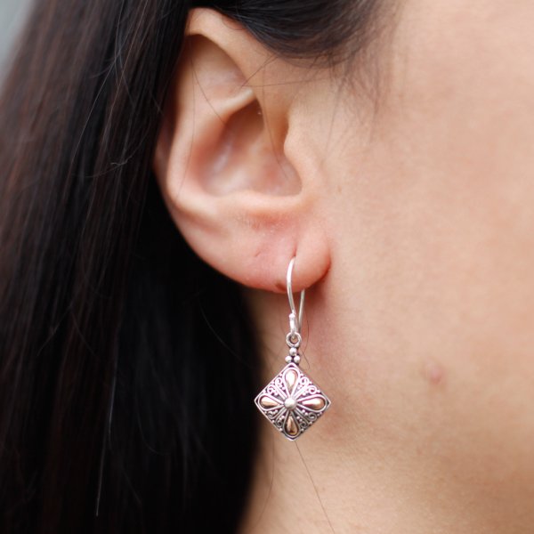 (image for) Silver & Gold Earring - Square Drop