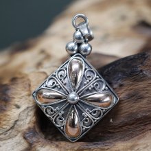 (image for) Silver & Gold Pendant - Square Drop