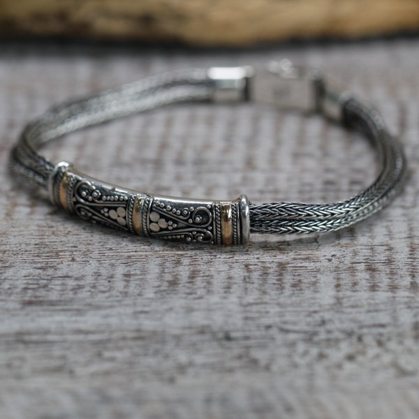 (image for) Silver & Gold Bracelet - Unisex Twin Chain