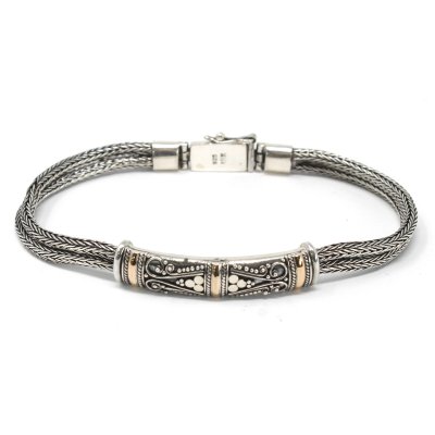 (image for) Silver & Gold Bracelet - Unisex Twin Chain