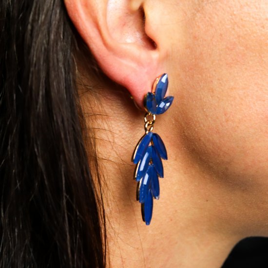 (image for) Royal Blue - Vintage Glass - Long Drop - Earrings