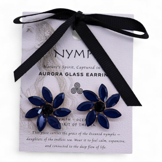 (image for) Royal Blue - Vintage Glass - Flowers - Earrings