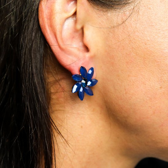 (image for) Royal Blue - Vintage Glass - Flowers - Earrings