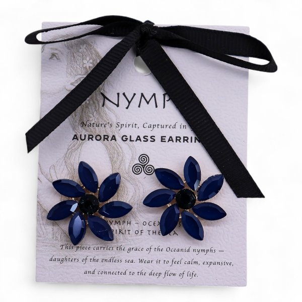 (image for) Royal Blue - Vintage Glass - Flowers - Earrings
