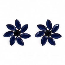 (image for) Royal Blue - Vintage Glass - Flowers - Earrings
