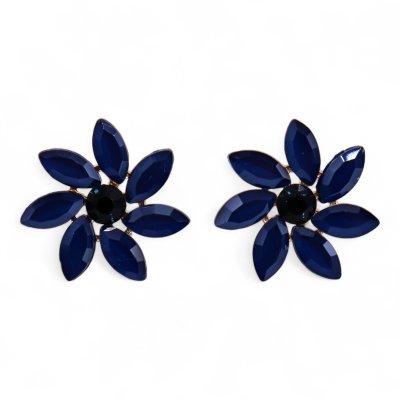 (image for) Royal Blue - Vintage Glass - Flowers - Earrings