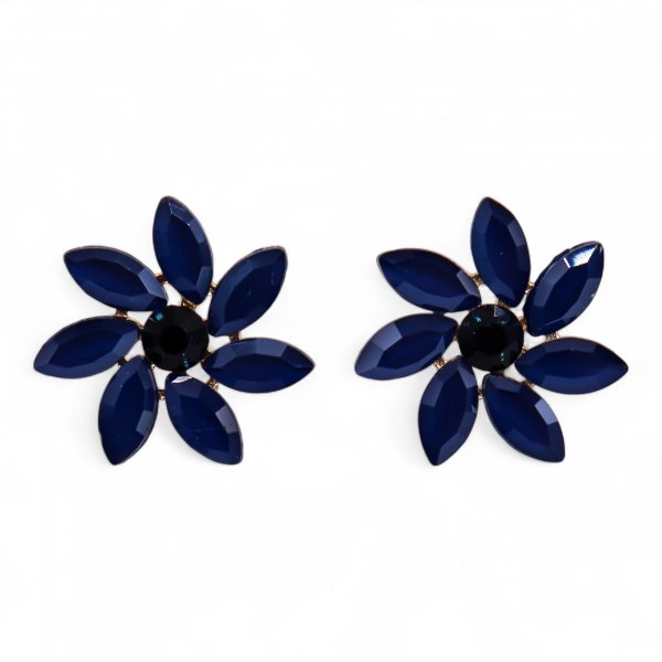 (image for) Royal Blue - Vintage Glass - Flowers - Earrings