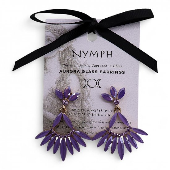 (image for) Lavender - Vintage Glass - Long Drop - Earrings