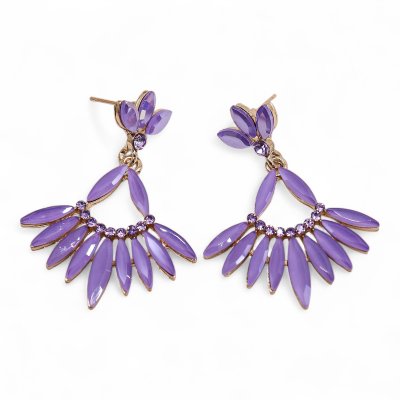 (image for) Lavender - Vintage Glass - Long Drop - Earrings