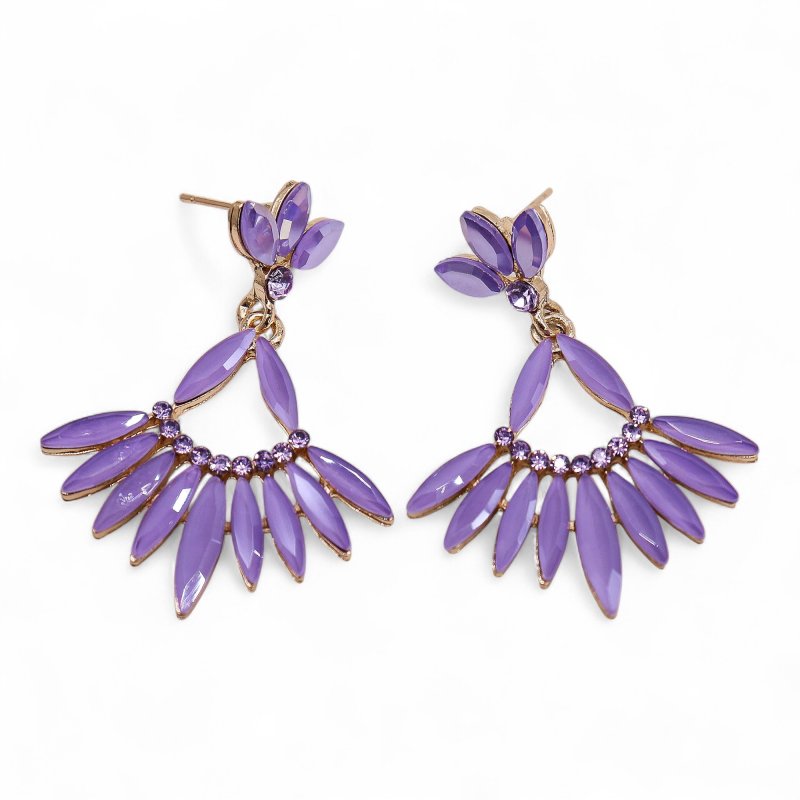 (image for) Lavender - Vintage Glass - Long Drop - Earrings