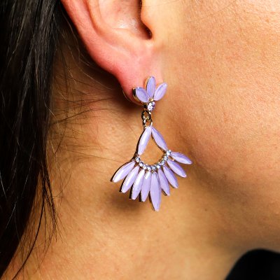 (image for) Lavender - Vintage Glass - Long Drop - Earrings