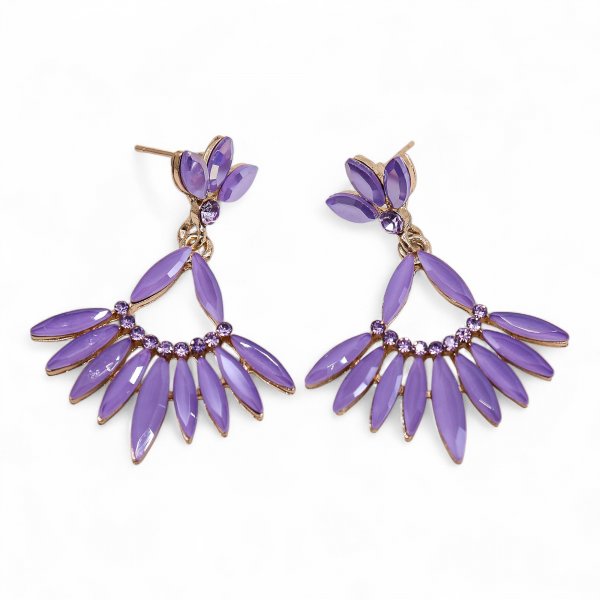 (image for) Lavender - Vintage Glass - Long Drop - Earrings