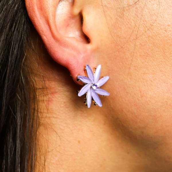 (image for) Lavender - Vintage Glass - Flowers - Earrings
