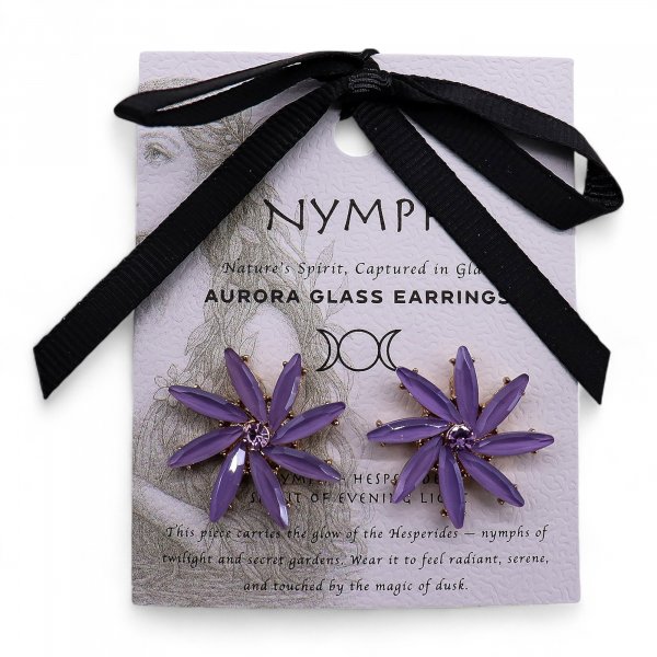 (image for) Lavender - Vintage Glass - Flowers - Earrings
