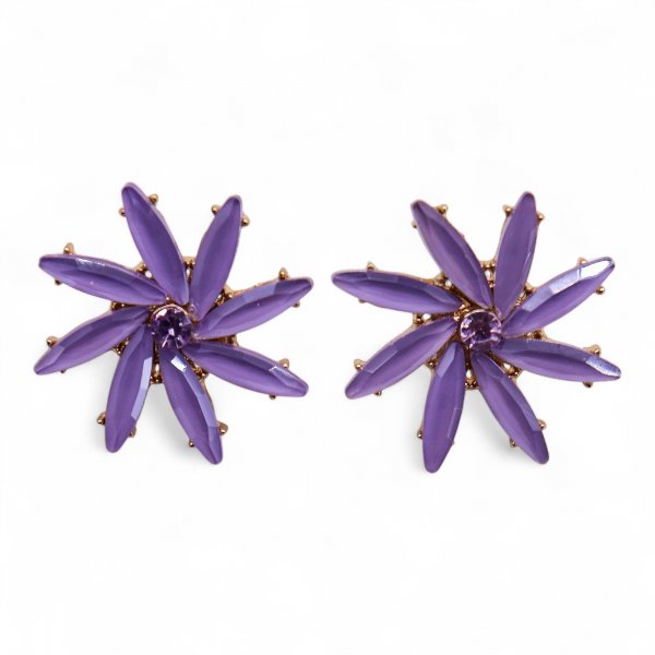 (image for) Lavender - Vintage Glass - Flowers - Earrings