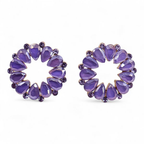 (image for) Lavender - Vintage Glass - Loop - Earrings