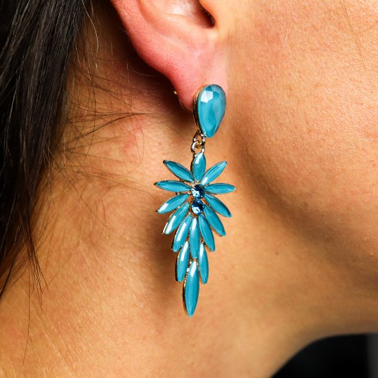 (image for) Teal Green - Vintage Glass - Long Drop - Earrings
