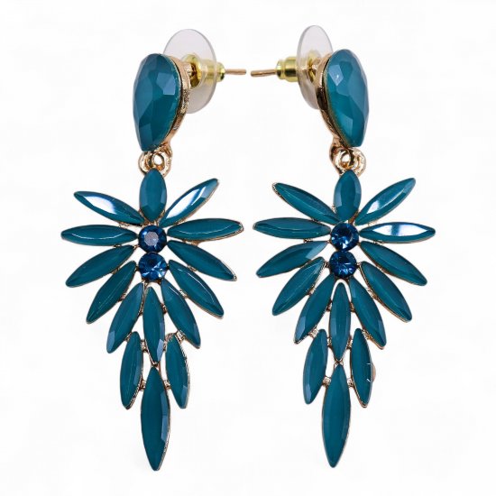 (image for) Teal Green - Vintage Glass - Long Drop - Earrings