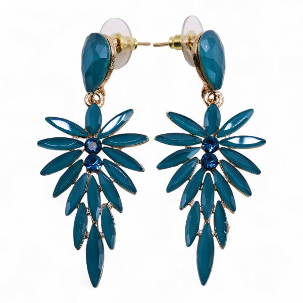 (image for) Teal Green - Vintage Glass - Long Drop - Earrings